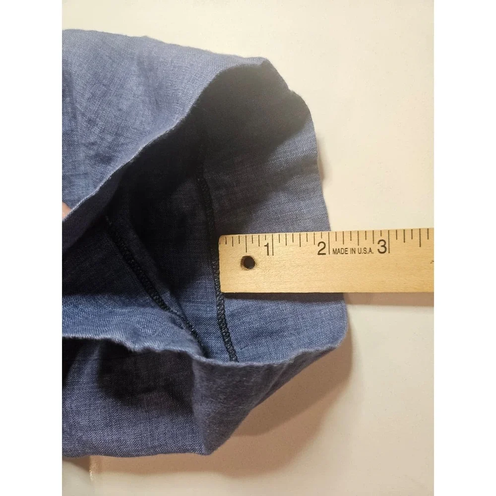 Bianco Brioni Florence Modern Blue Linen Pants Mens 36S Designer Made In‎ Italy